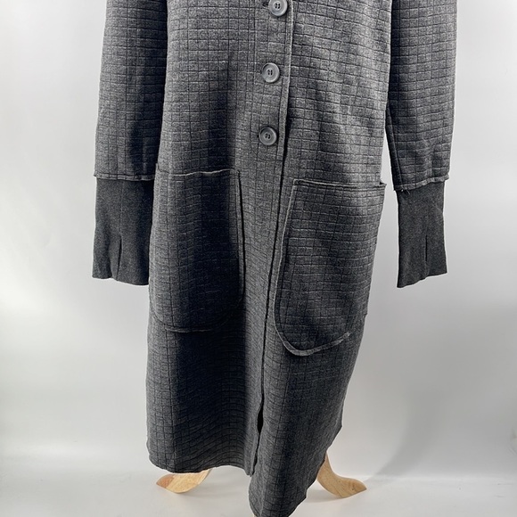 Rebecca King grey long cardigan Shacket thumbholes minimalist career casual sz m - Picture 10 of 13